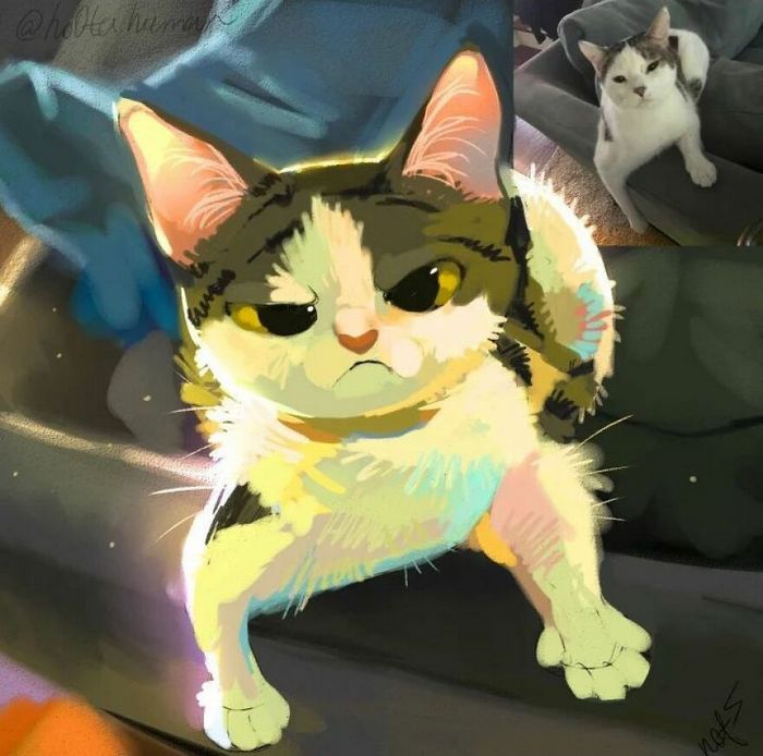 33 ilustrações fofas com base em fotos de animais de estimação felizes 32