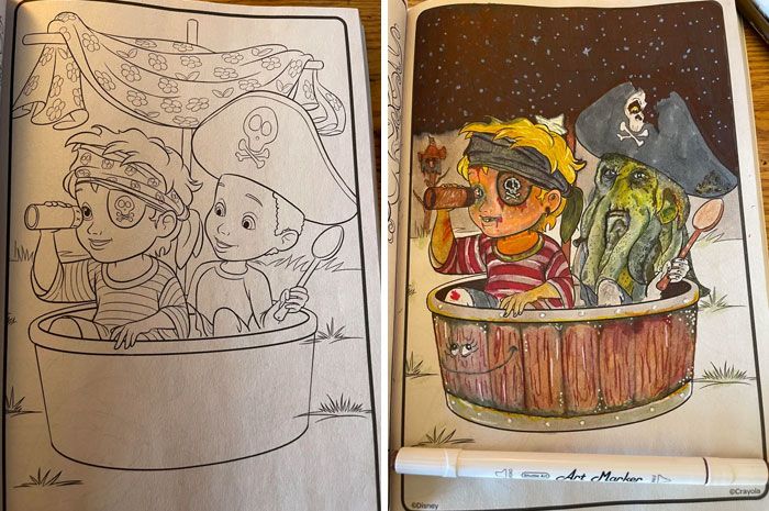 47 vezes em que adultos improvisaram e arruinaram livros de colorir para crianças 36
