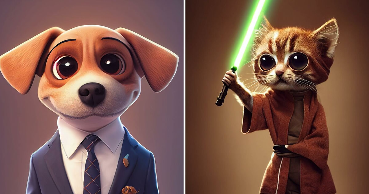 Artista cria imagens fofas e engraçadas de animais vestindo roupas (44 fotos)