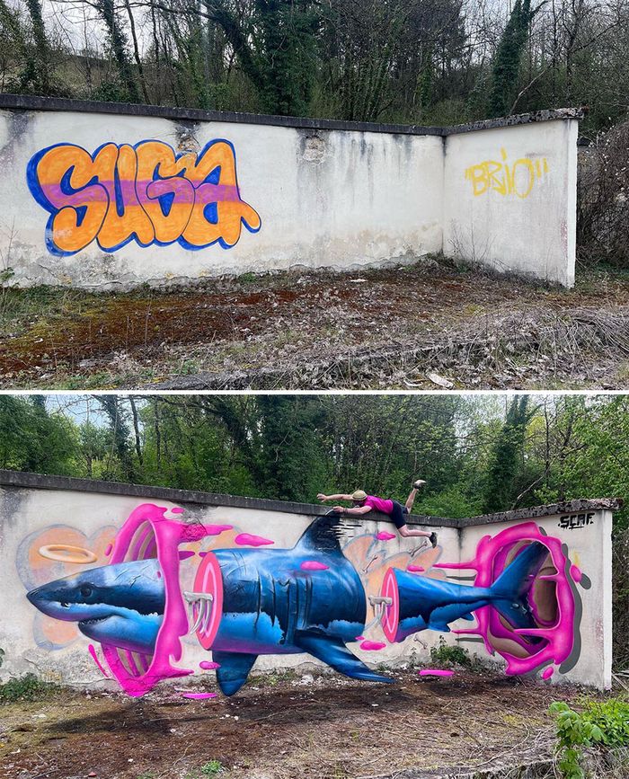Artista de rua francês pinta grafite 3D e não é para os fracos de coração (26 fotos) 23