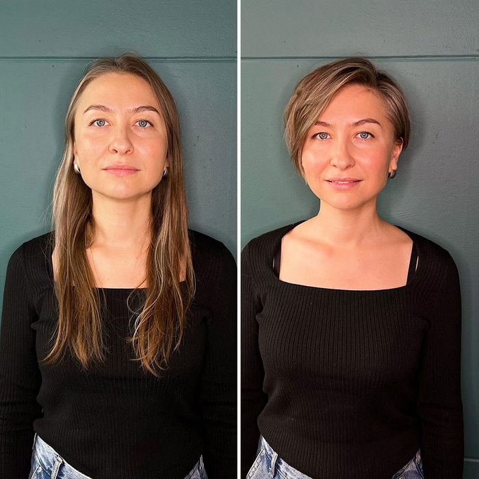 34 mulheres antes e depois de cortar o cabelo por Kristina Katsabina 3