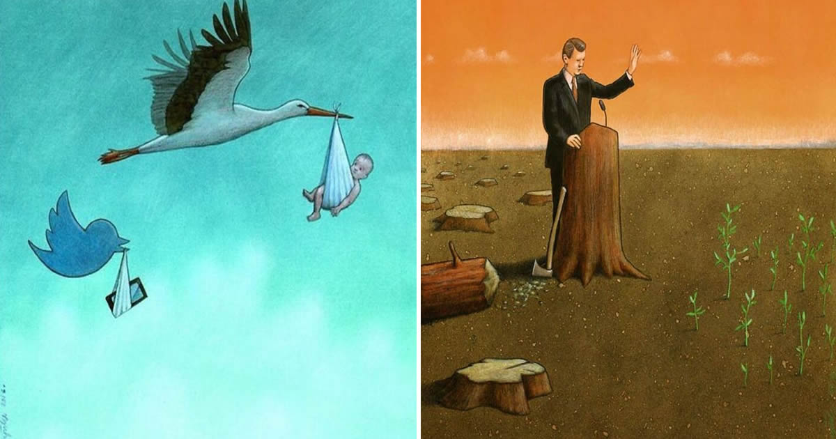 32 ilustrações satíricas sobre o que há de errado com nossa sociedade moderna