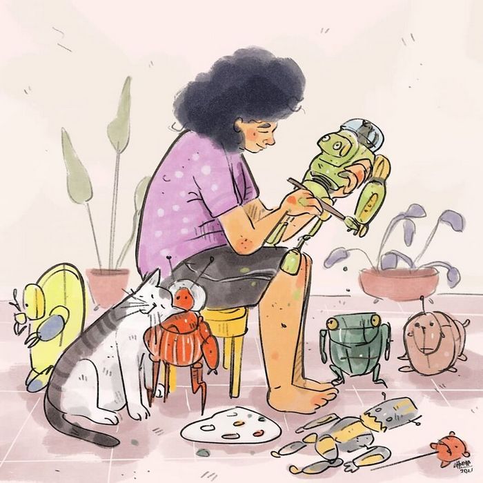 16 ilustrações sobre a vida na quarentena com um gato 3