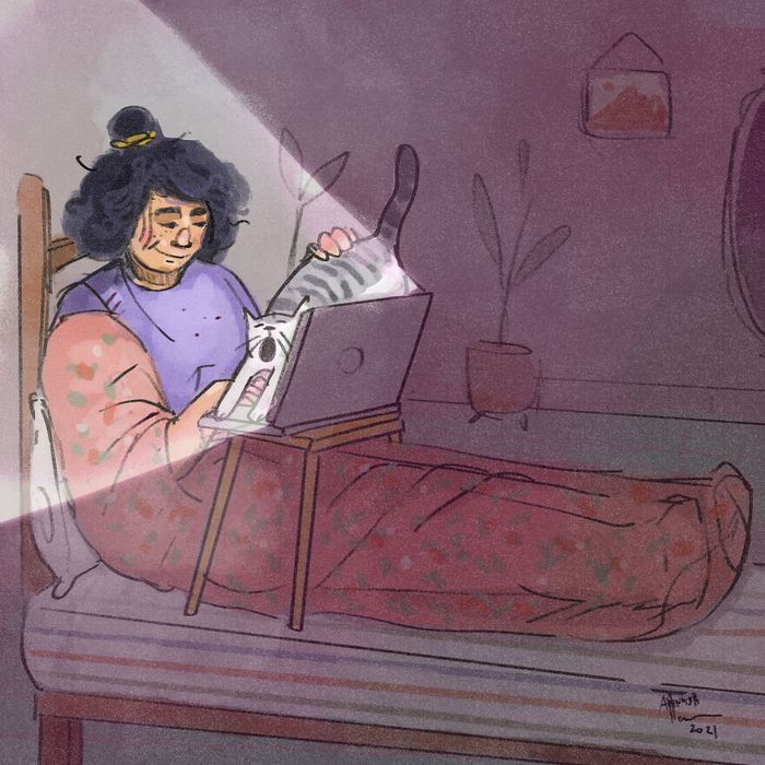 16 ilustrações sobre a vida na quarentena com um gato 6