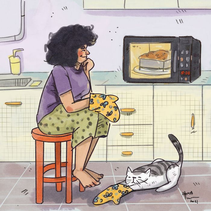 16 ilustrações sobre a vida na quarentena com um gato 7