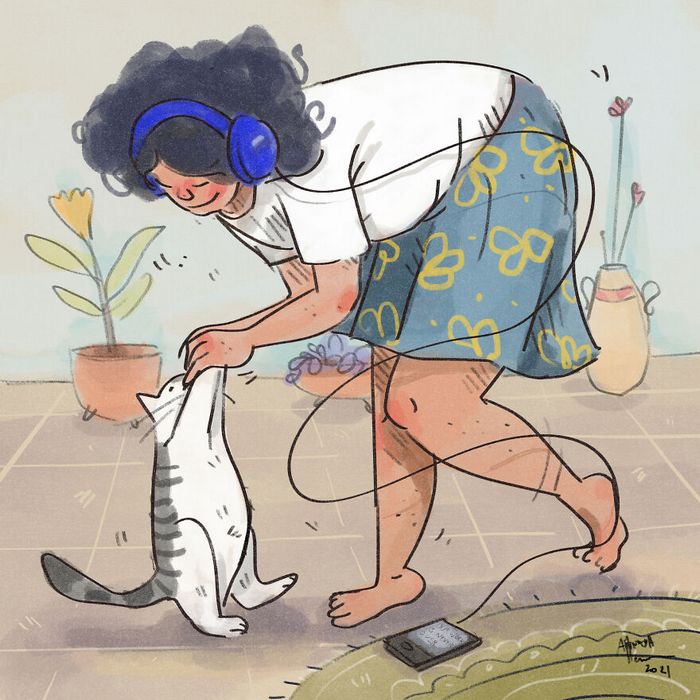 16 ilustrações sobre a vida na quarentena com um gato 9