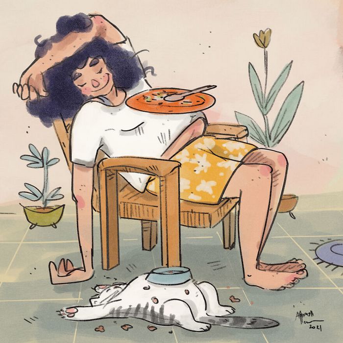 16 ilustrações sobre a vida na quarentena com um gato 16