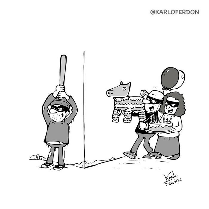 Artista faz quadrinhos humorísticos de um painel sem usar uma única palavra (30 fotos) 20