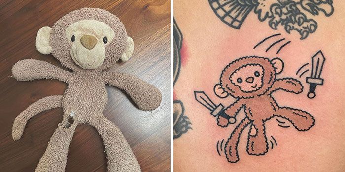 Artista cria tatuagens divertidas estilo desenhos animados, com inspiração em animais de estimação e brinquedos infantis (36 fotos) 7