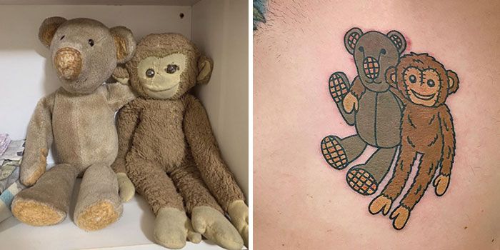 Artista cria tatuagens divertidas estilo desenhos animados, com inspiração em animais de estimação e brinquedos infantis (36 fotos) 18
