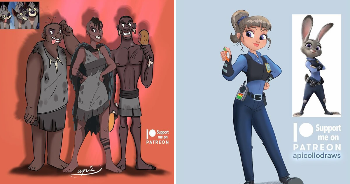 Artista transforma personagens icônicos de animais em humanos e vice-versa (30 fotos)
