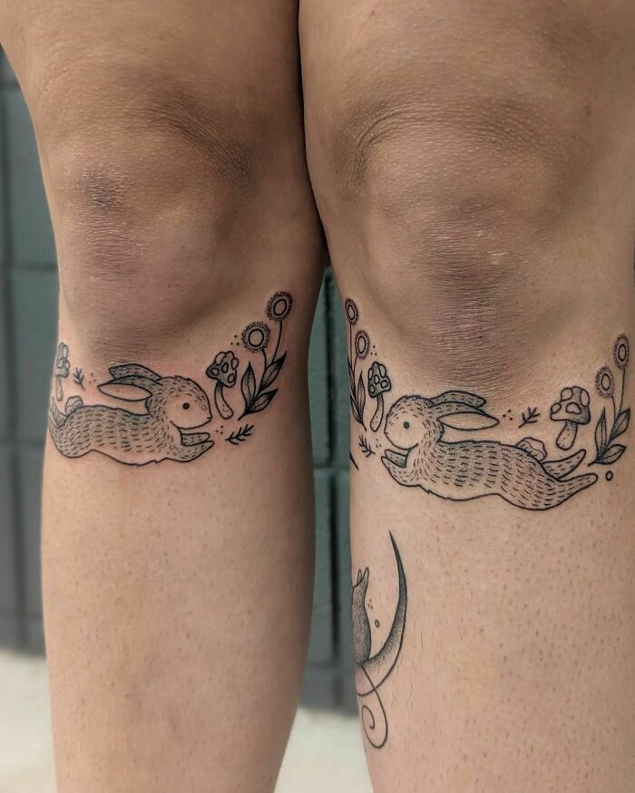 42 tatuagens incríveis que transformam os joelhos em obras de arte! 40