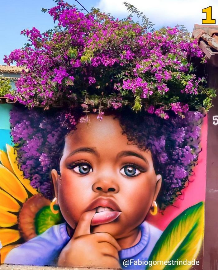 Natureza em retratos: Murais de Fábio Gomes transformam árvores em cabelos artísticos (25 fotos) 3
