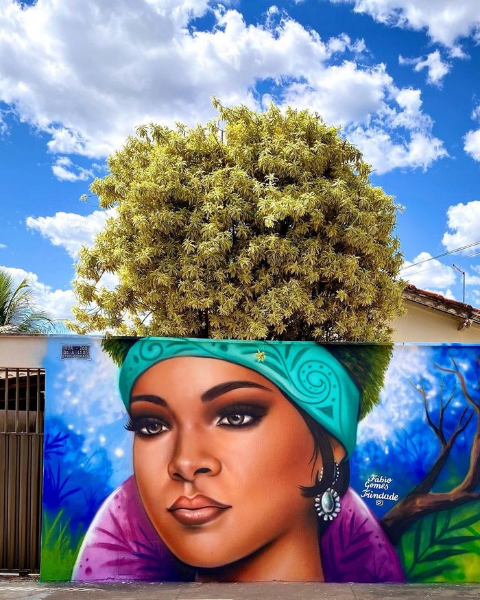 Natureza em retratos: Murais de Fábio Gomes transformam árvores em cabelos artísticos (25 fotos) 7