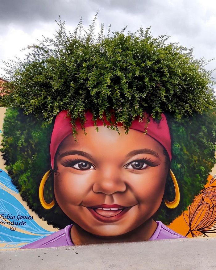 Natureza em retratos: Murais de Fábio Gomes transformam árvores em cabelos artísticos (25 fotos) 11