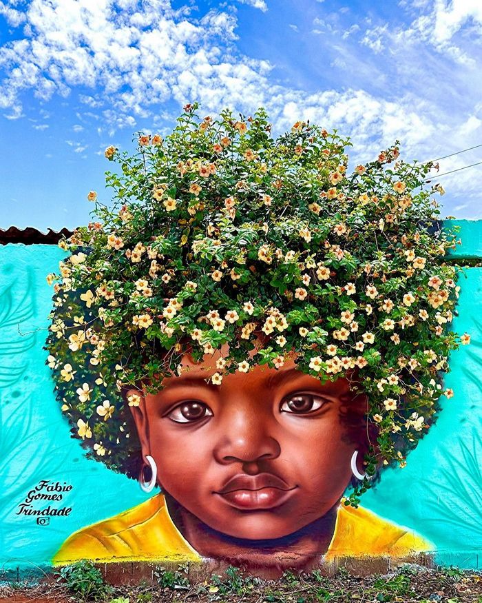Natureza em retratos: Murais de Fábio Gomes transformam árvores em cabelos artísticos (25 fotos) 14