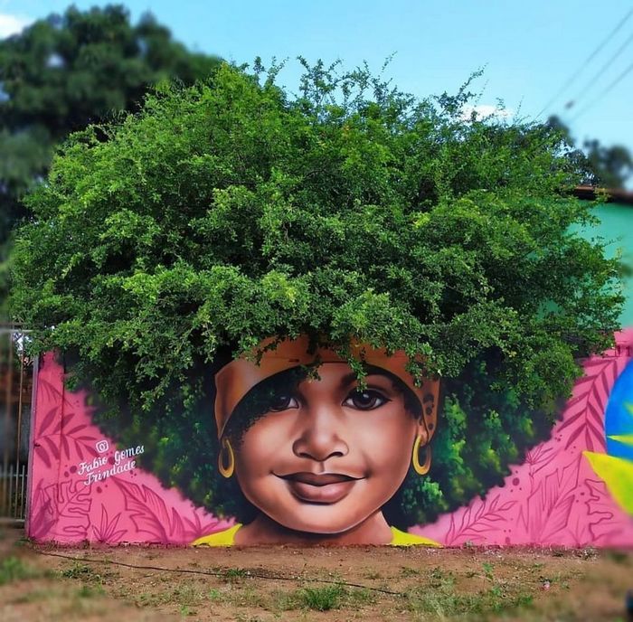 Natureza em retratos: Murais de Fábio Gomes transformam árvores em cabelos artísticos (25 fotos) 18