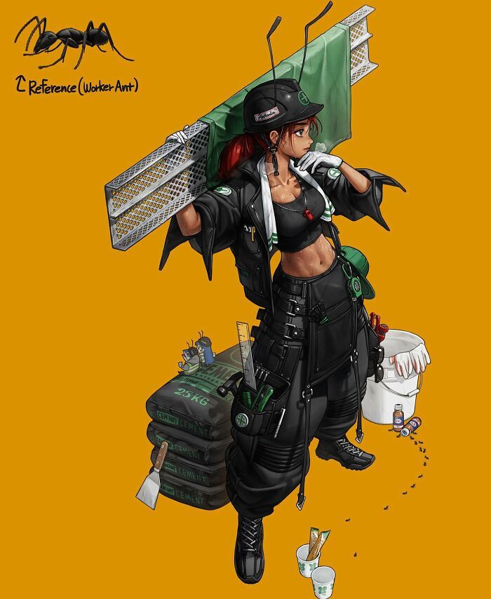 19 personagens de anime detalhados criados por Rinotuna, inspirados em itens cotidianos 12