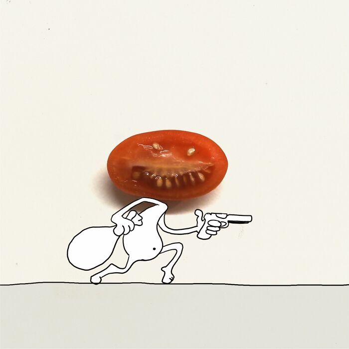 20 ilustrações do Tomate Assassino que surgiu enquanto cortava vegetais para cozinhar 2