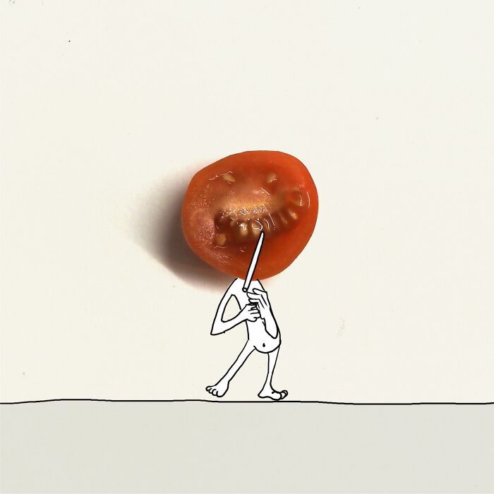 20 ilustrações do Tomate Assassino que surgiu enquanto cortava vegetais para cozinhar 3