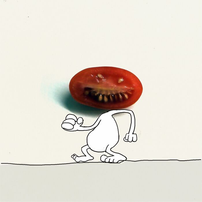 20 ilustrações do Tomate Assassino que surgiu enquanto cortava vegetais para cozinhar 5