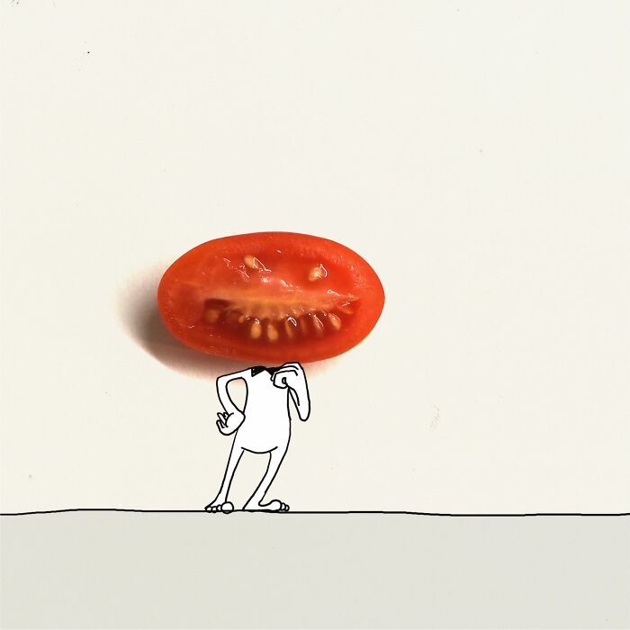 20 ilustrações do Tomate Assassino que surgiu enquanto cortava vegetais para cozinhar 7
