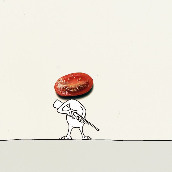 20 ilustrações do Tomate Assassino que surgiu enquanto cortava vegetais para cozinhar 9