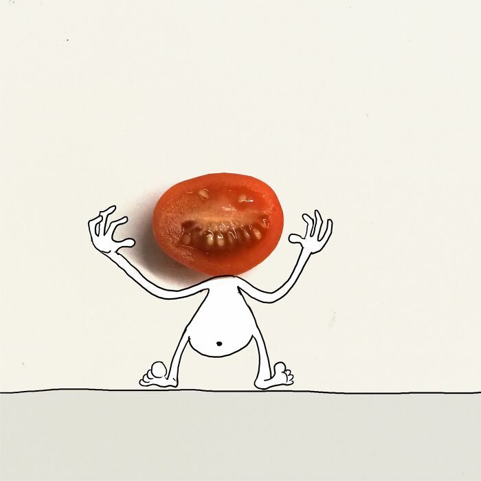 20 ilustrações do Tomate Assassino que surgiu enquanto cortava vegetais para cozinhar 11