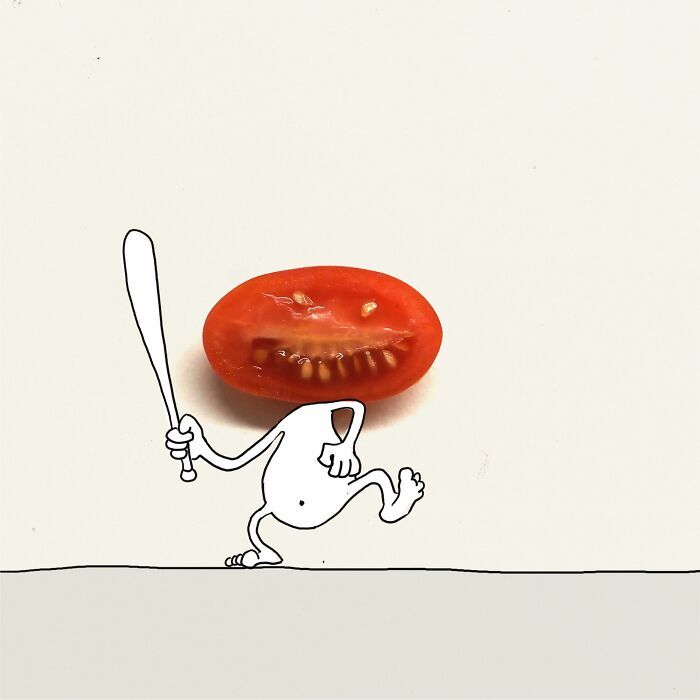 20 ilustrações do Tomate Assassino que surgiu enquanto cortava vegetais para cozinhar 12