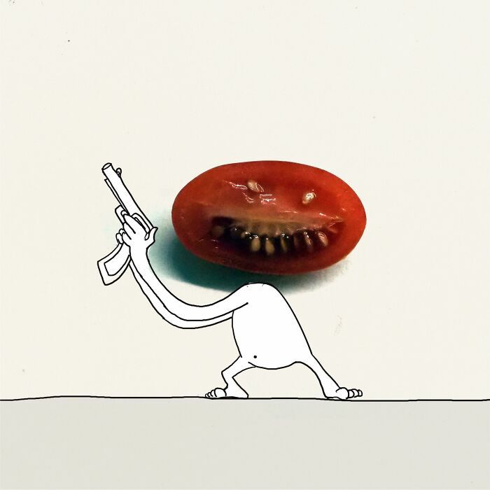 20 ilustrações do Tomate Assassino que surgiu enquanto cortava vegetais para cozinhar 15