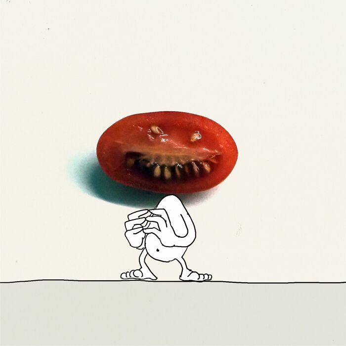 20 ilustrações do Tomate Assassino que surgiu enquanto cortava vegetais para cozinhar 17