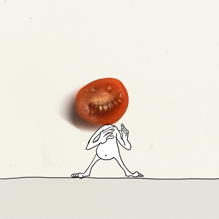 20 ilustrações do Tomate Assassino que surgiu enquanto cortava vegetais para cozinhar 20