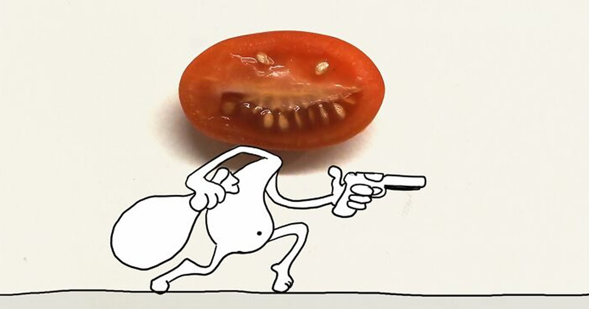 20 ilustrações do Tomate Assassino que surgiu enquanto cortava vegetais para cozinhar