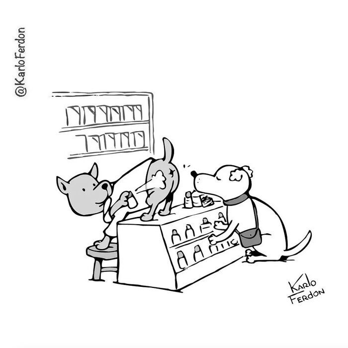 22 cartoons virais e sem palavras com cães de Karlo Ferdon 5