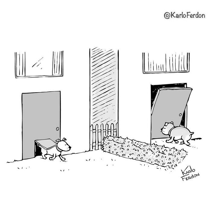 22 cartoons virais e sem palavras com cães de Karlo Ferdon 17