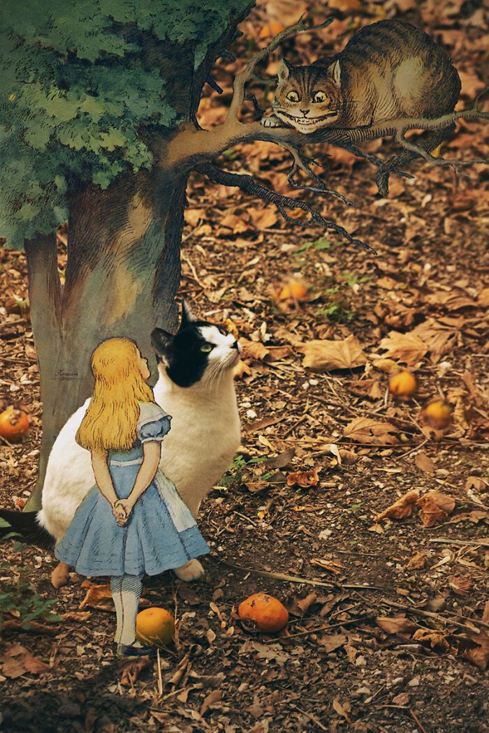 A jornada de Alice no País das Maravilhas de Atenas: 18 colagens criadas por um artista 4