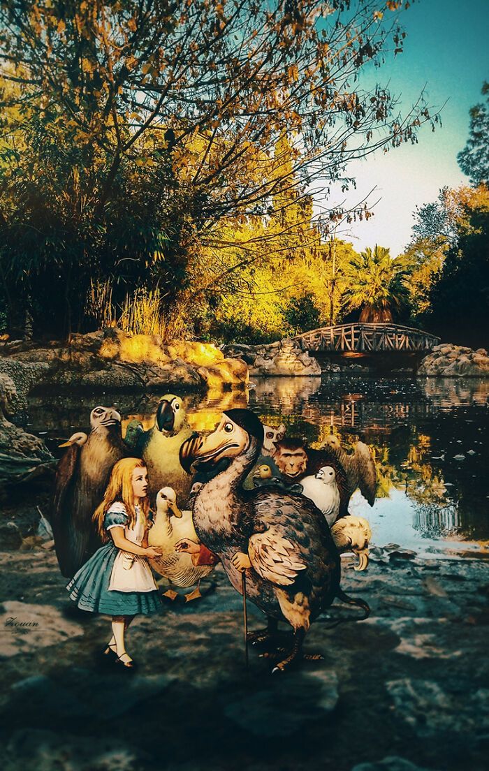 A jornada de Alice no País das Maravilhas de Atenas: 18 colagens criadas por um artista 8