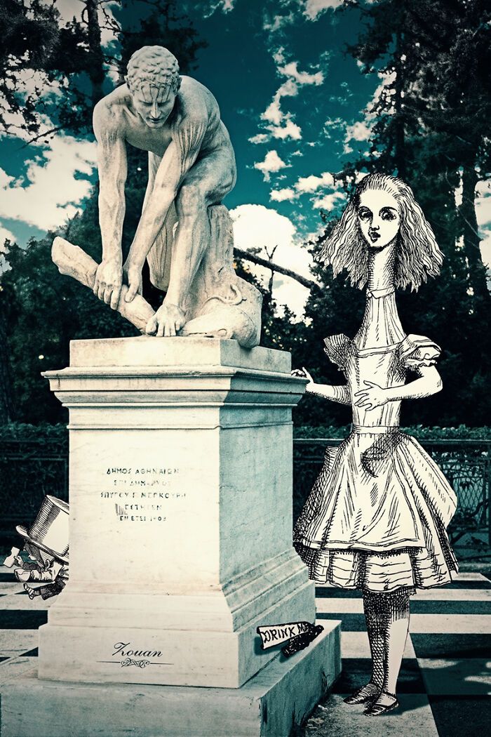 A jornada de Alice no País das Maravilhas de Atenas: 18 colagens criadas por um artista 12