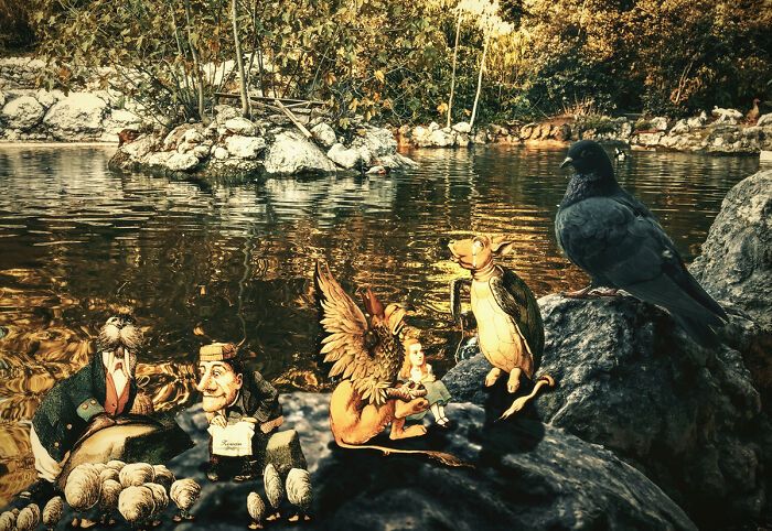 A jornada de Alice no País das Maravilhas de Atenas: 18 colagens criadas por um artista 15