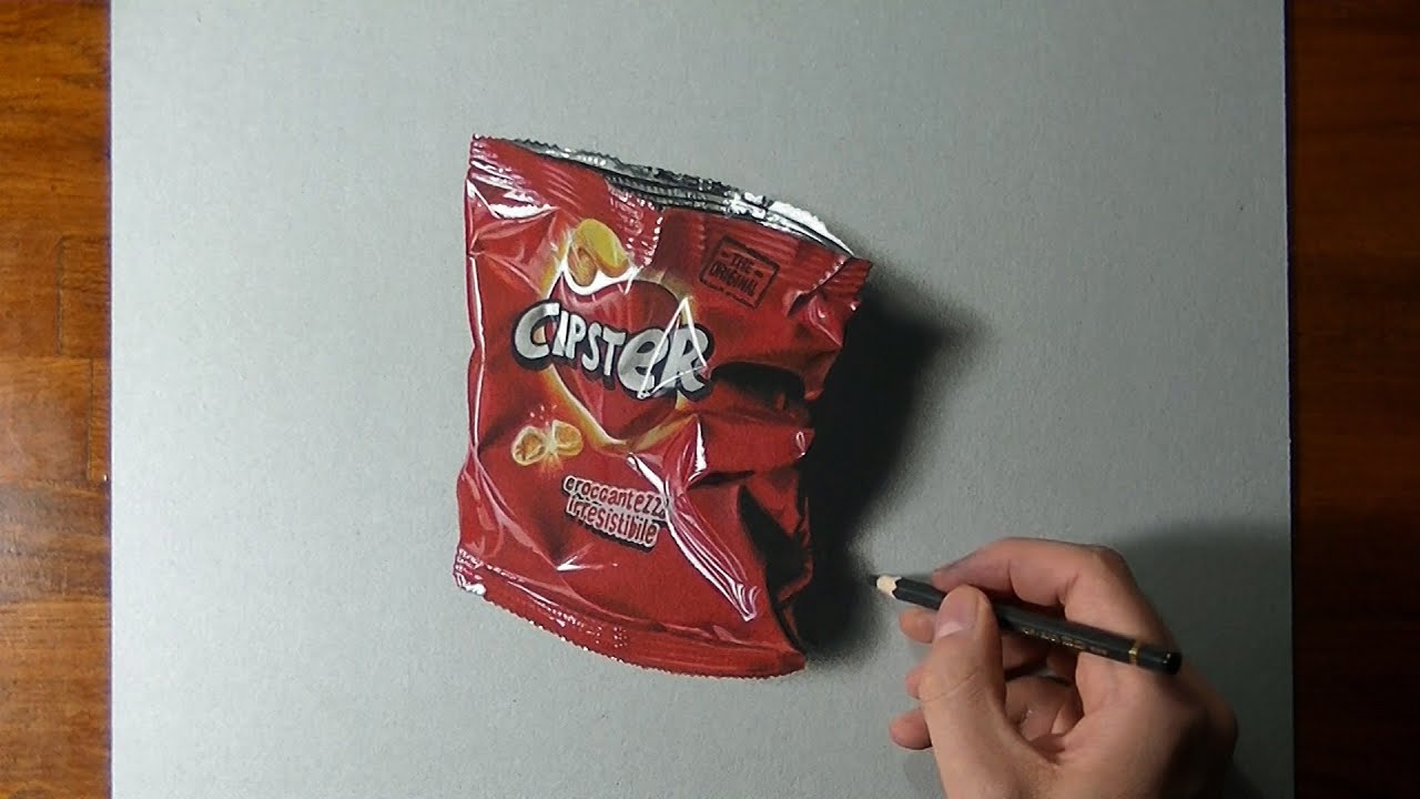 Desenhar 3D de saco de chips de batata vazio 1