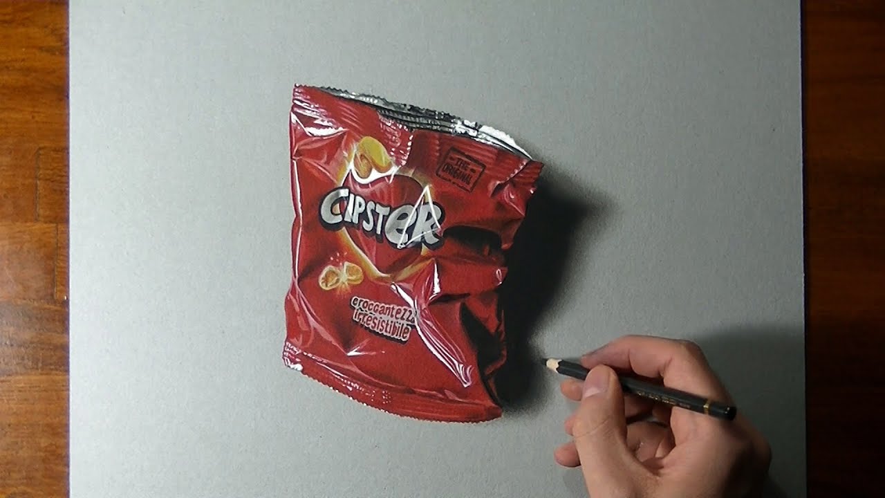 Desenhar 3D de saco de chips de batata vazio