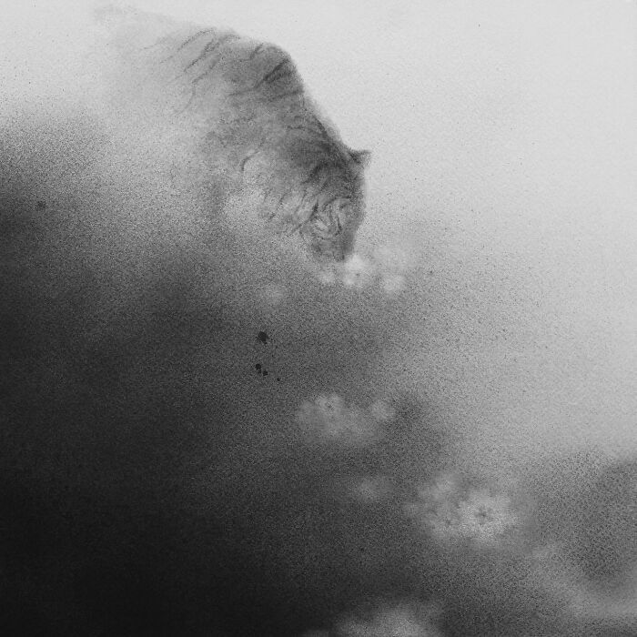 Arte encantadora de Elicia Edijanto: Aquarelas em preto e branco que capturam a inocência e a natureza 6