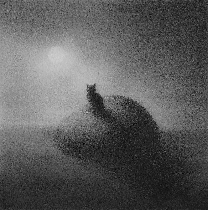 Arte encantadora de Elicia Edijanto: Aquarelas em preto e branco que capturam a inocência e a natureza 20