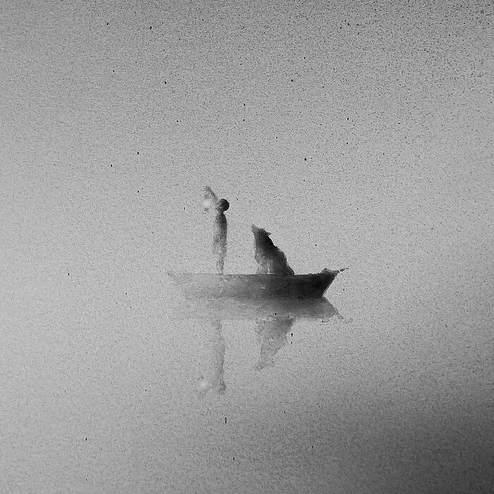 Arte encantadora de Elicia Edijanto: Aquarelas em preto e branco que capturam a inocência e a natureza 22