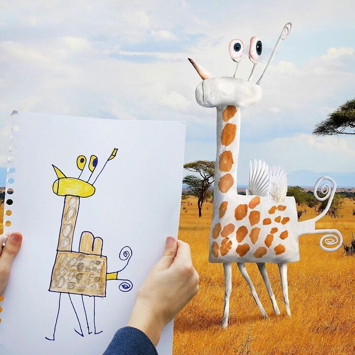 Transformações surreais: Pai dá vida aos desenhos das crianças com photoshop! (32 imagens) 11