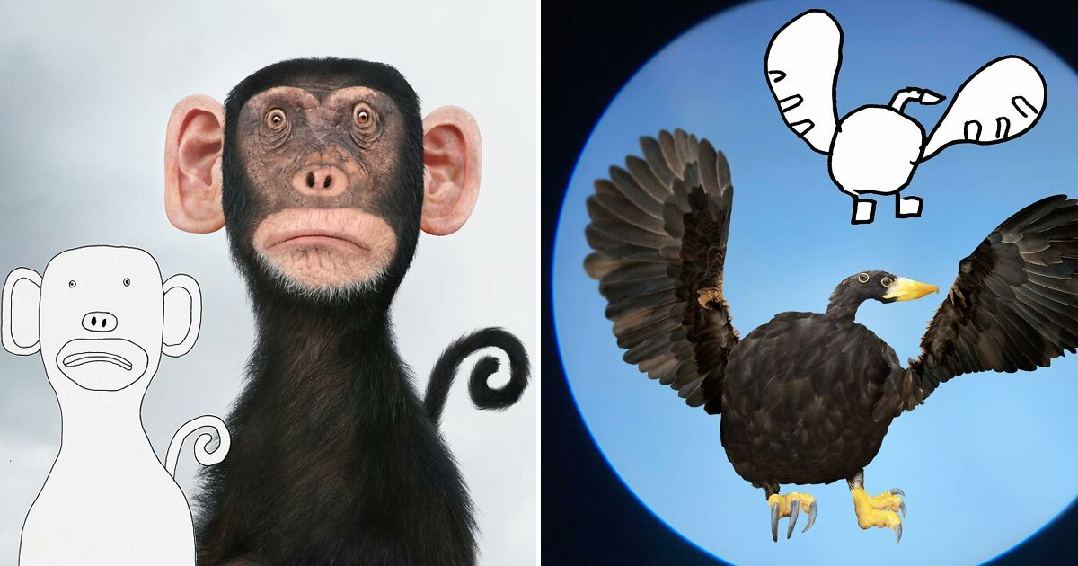 Transformações surreais: Pai dá vida aos desenhos das crianças com photoshop! (32 imagens)