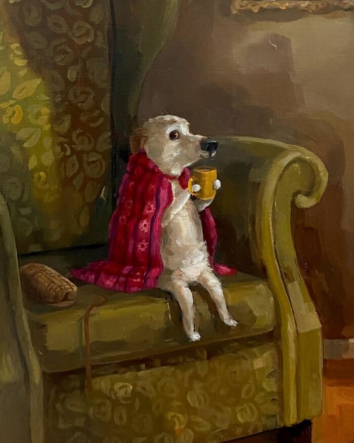 Arte e felicidade: Pinturas de animais de estimação que vão fazer você sorrir (30 fotos) 26