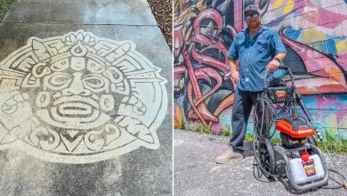 Descubra a arte inusitada de Sam Ward: Pinturas na calçada com lavadora de alta pressão (34 fotos) 26