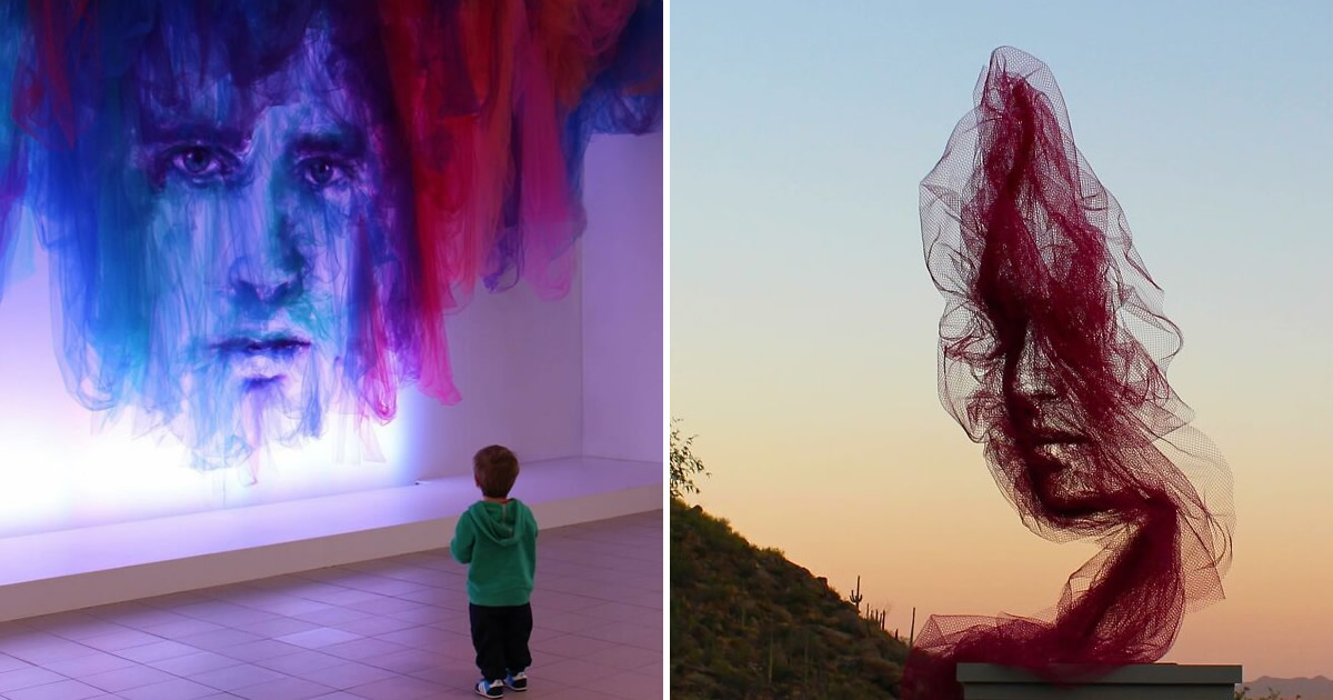 A arte inovadora de Benjamin Shine: Transformando tule em obras de arte (30 fotos)
