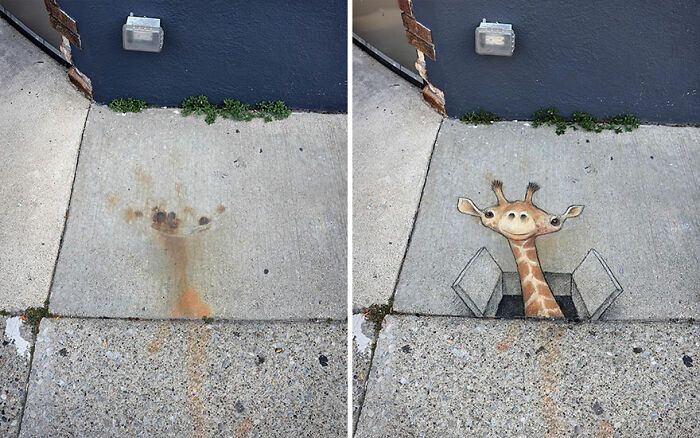 A magia da arte de rua de David Zinn: Criaturas fantásticas que ganham vida (35 fotos) 2